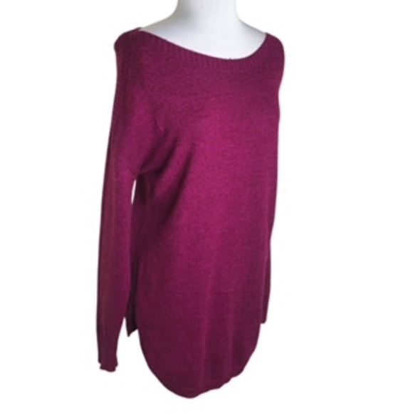 Old Navy Boat Neck Shirt Tail Bottom Berry Tunic or Dress Size L - Picture 1 of 6